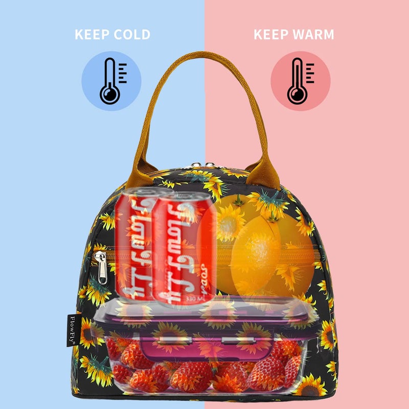 FlowFly Insulated Lunch Cooler Bag - Tote Bag Organizer for Women/Men, SunFlower - Image 2